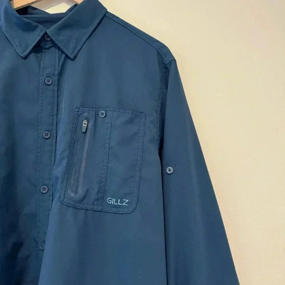 Gillz Outdoor Shirt Long Sleeve Hiking Vented Fishing Camping Blue XL - Picture 3 of 8